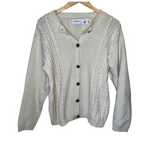 Vermont Country Store Women’s Cotton Cardigan Sweater Cream size Small